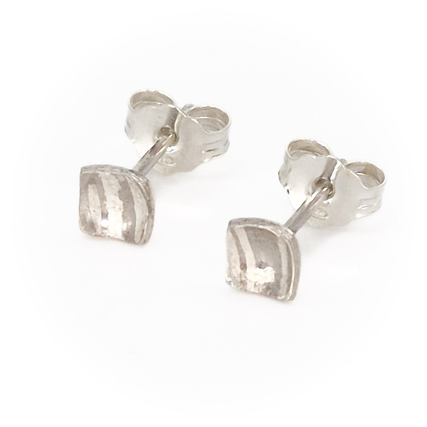 Mokume-gane oorbellen - vierkant - palladium