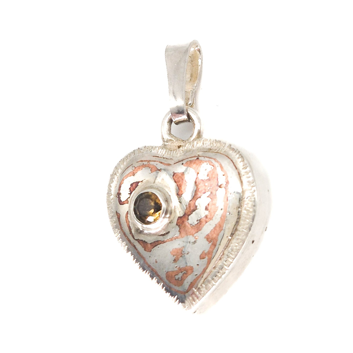 Mokume-gane hart - Citrien