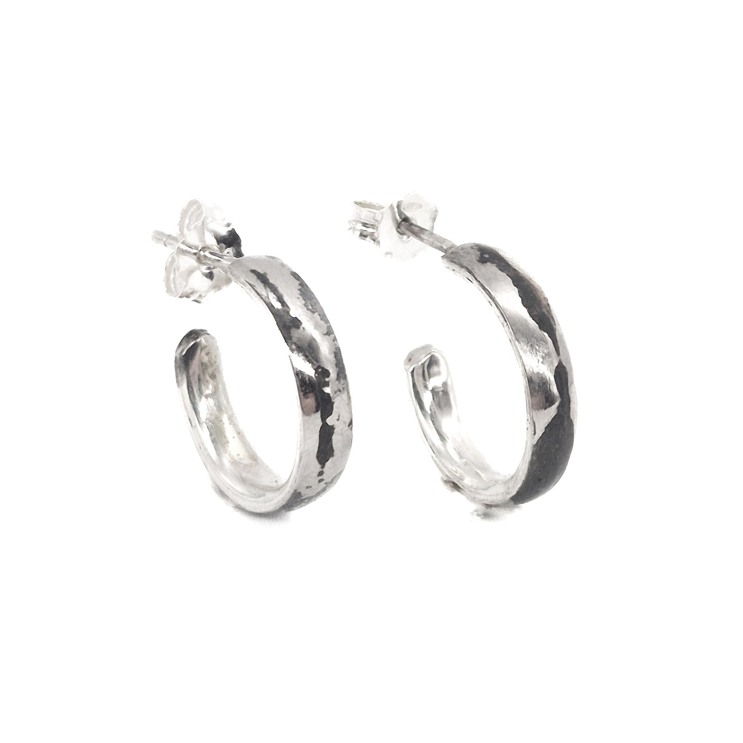 Mokume-gane oorbellen - halve creool - Palladium/zilver