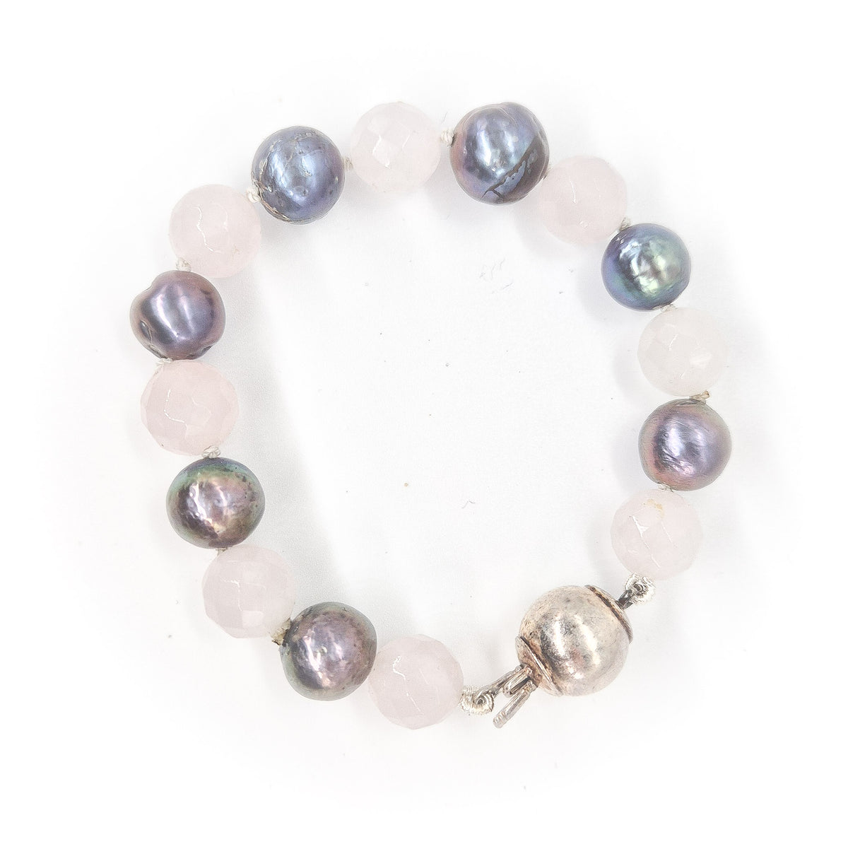 Rozenkwarts met zoetwaterparels armband