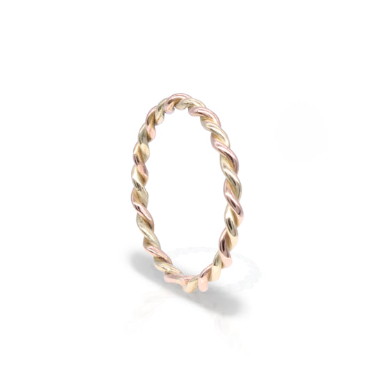 Aanschuifring twist bi-color roodgoud/geelgoud (14krt)