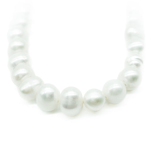 Zoetwaterparel collier - extra lang - wit