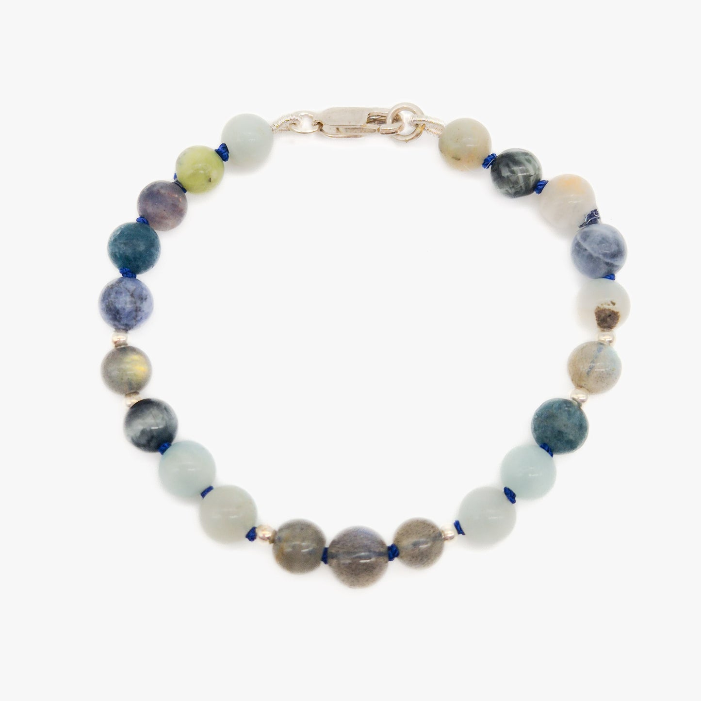 Mix-edelstenen armband met zilveren bolletjes