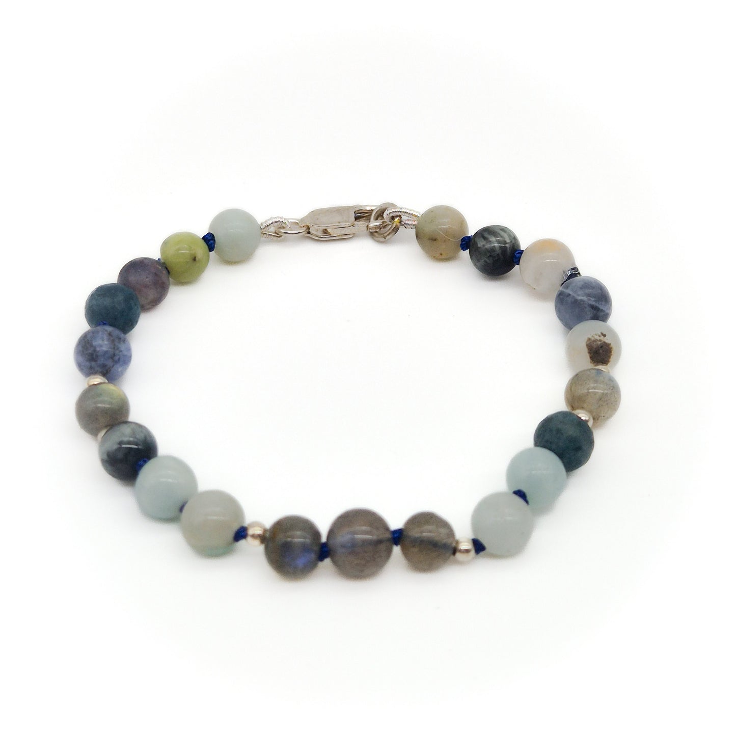Mix-edelstenen armband met zilveren bolletjes
