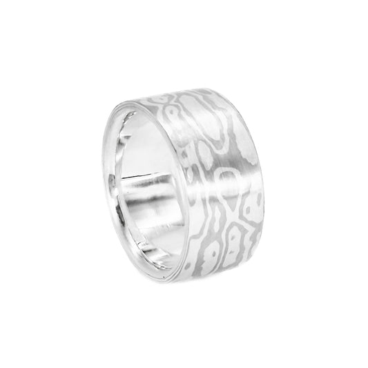 Zilver / Paladium Mokume-Gane Ring Breed "white tiger"