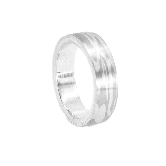 Zilver / Paladium Mokume-Gane Ring small "white tiger"
