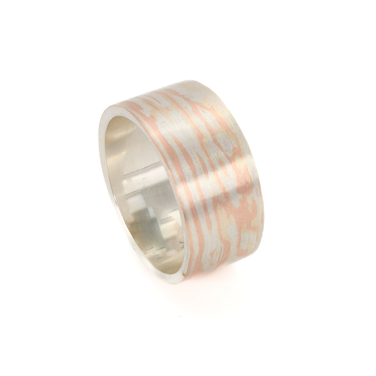 Zilver / 14k roodgoud Mokume-Gane Ring Breed "Tiger"