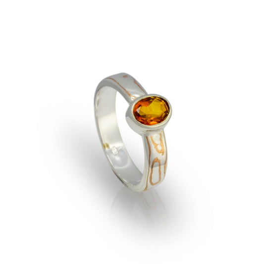 Ring mokume-gane - Gebrand amethist