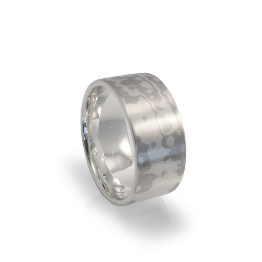 Zilver met Paladium Mokume-Gane Ring Breed "white tiger"
