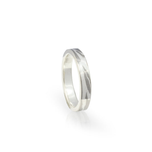 White Tiger Ring: Mokume-Gane