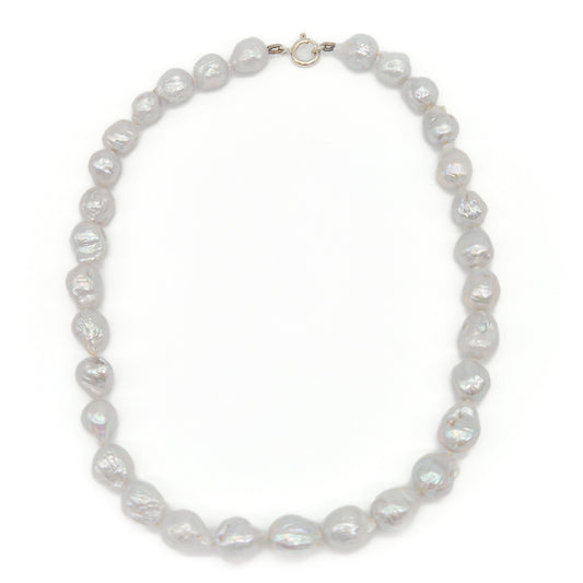 Barok zoetwaterparel collier - grijs