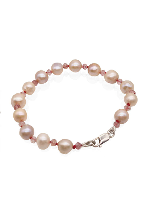 Armband - zoetwaterparels, Hematietkwarts