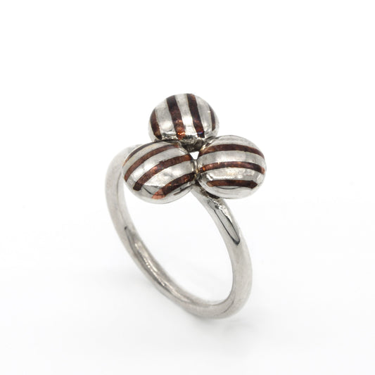 Ring mokume-gane klaver (zilver 925dz/koper)