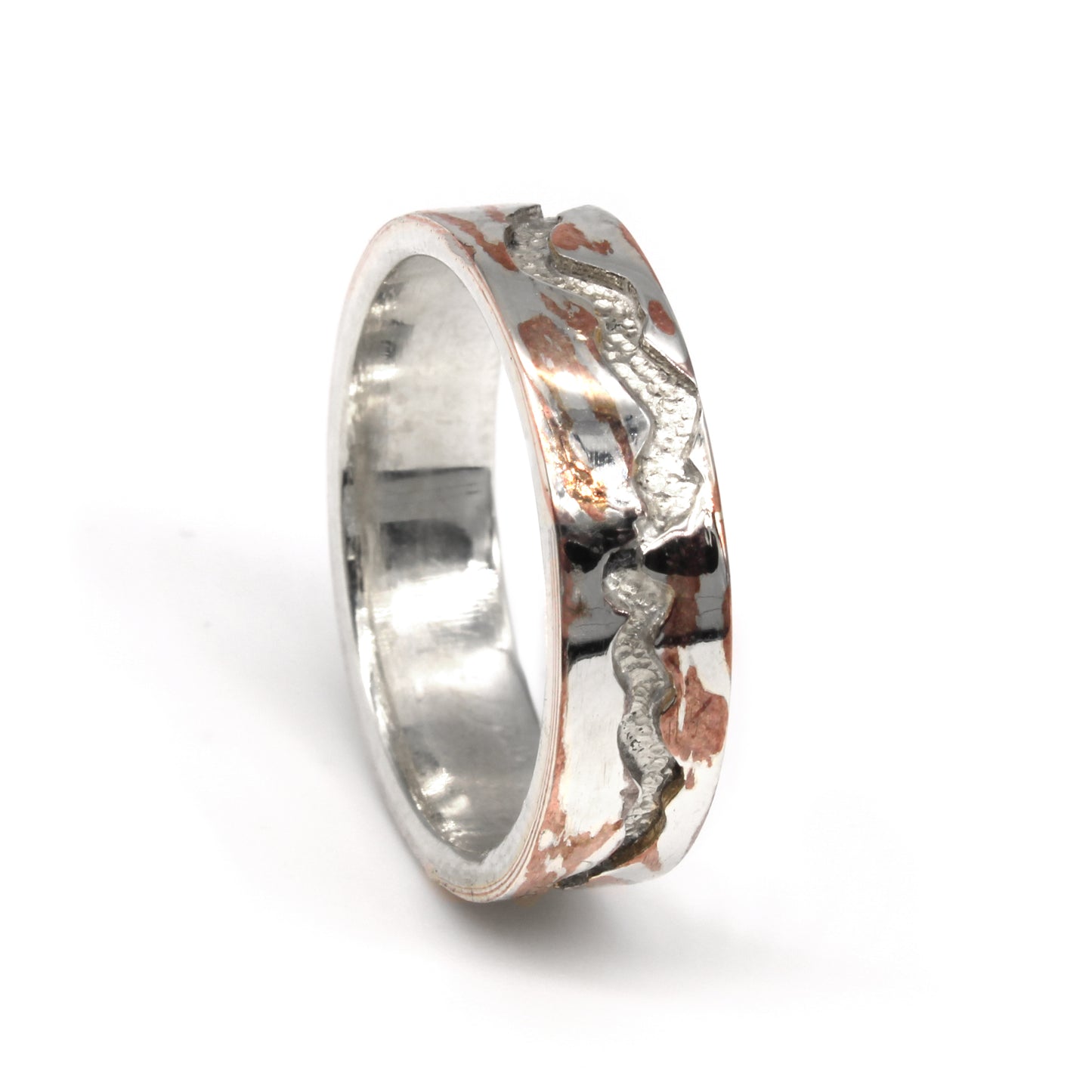 Ring meander (Sterling zilver (925dz) / Mokume Sterling zilver / koper)