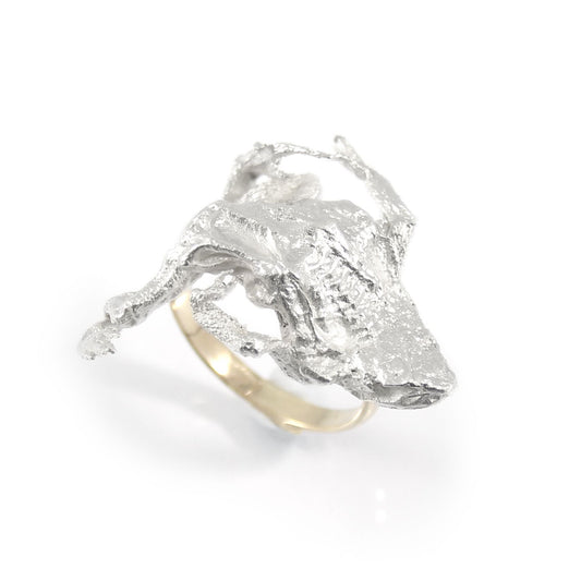 Opkikker ring (sterling zilver/ 9krt goudkleurig)