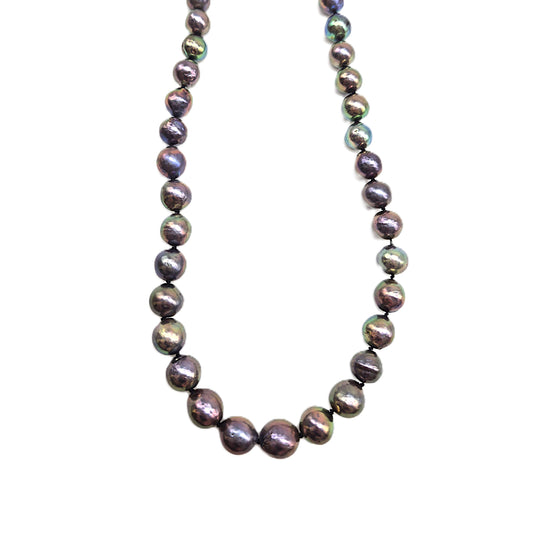 Zwart zoetwaterparel collier - sterling zilver